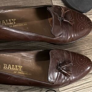 Bally Dark Brown Leather Tassel Loafers